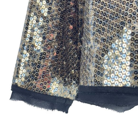 CHICO'S Women's Jacket Gold Sequined Leopard Accents Polyester Open Front Size 2 - Picture 3 of 9